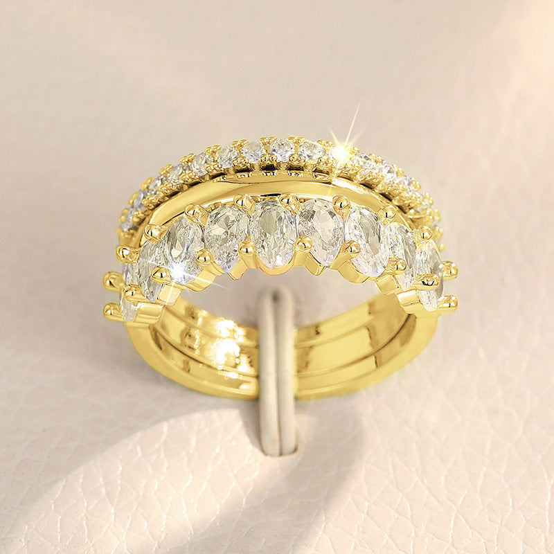 Load image into Gallery viewer, Zircon Ring Three-piece Wedding Banquet
