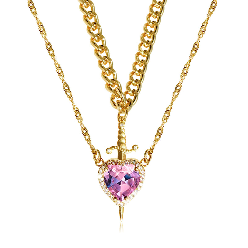 Load image into Gallery viewer, T Heart And Sword Necklace Two-piece Set
