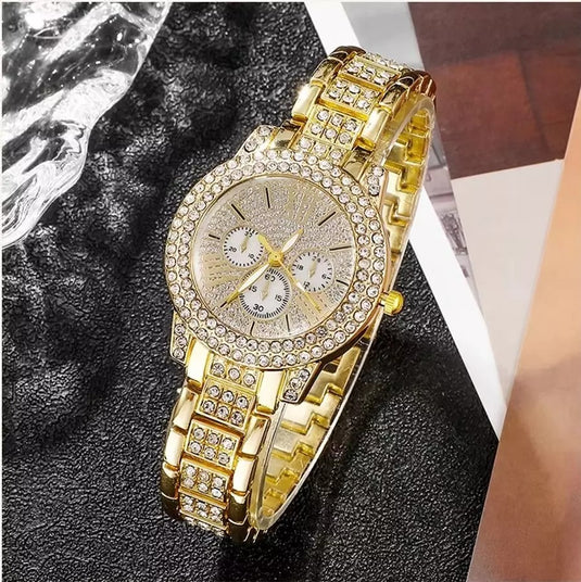 Full Diamond Bracelet Watch Suit Women's Quartz Watch