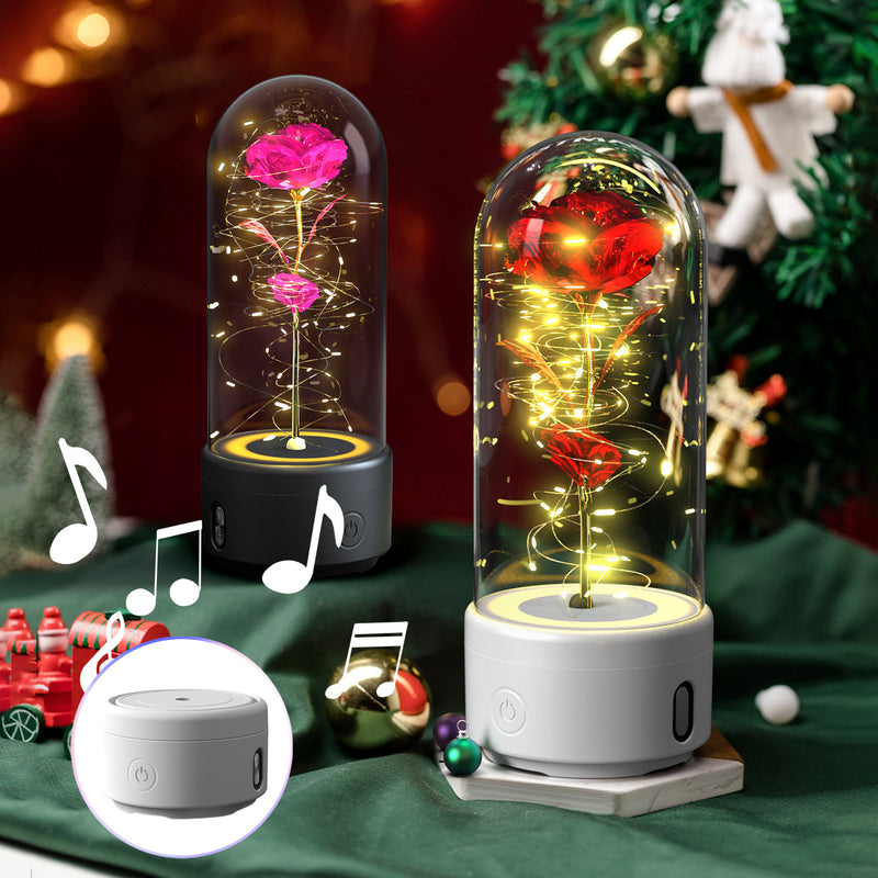 Load image into Gallery viewer, Creative 2 In 1 Rose Flowers LED Light And Bluetooth-compatible Speaker Valentine&#39;s Day Gift Rose Luminous Night Light Ornament In Glass Cover
