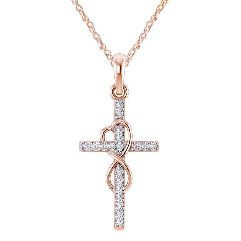 Load image into Gallery viewer, Alloy Pendant With Diamond And Eight-character Cross Necklace
