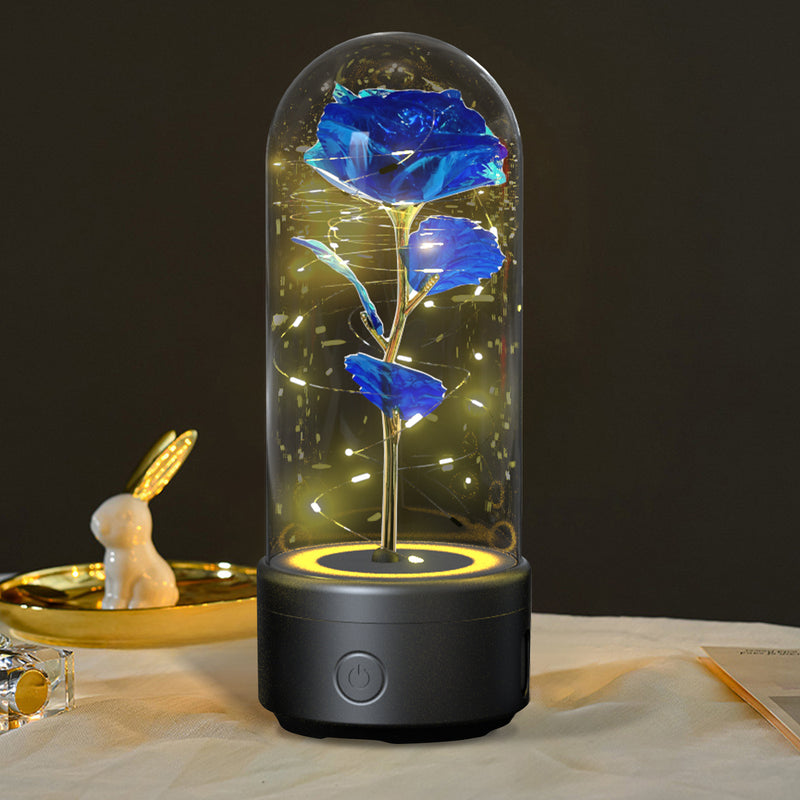 Load image into Gallery viewer, Creative 2 In 1 Rose Flowers LED Light And Bluetooth-compatible Speaker Valentine&#39;s Day Gift Rose Luminous Night Light Ornament In Glass Cover
