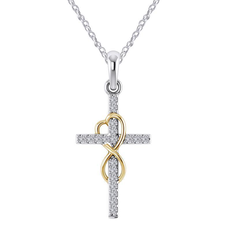 Load image into Gallery viewer, Alloy Pendant With Diamond And Eight-character Cross Necklace
