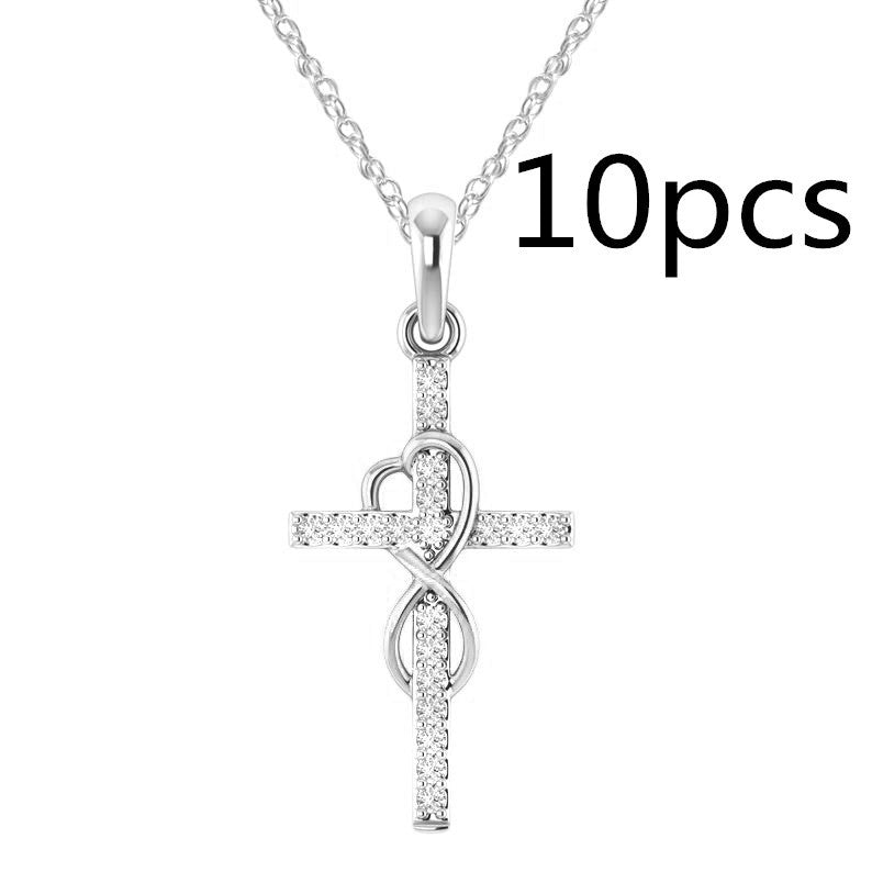 Load image into Gallery viewer, Alloy Pendant With Diamond And Eight-character Cross Necklace
