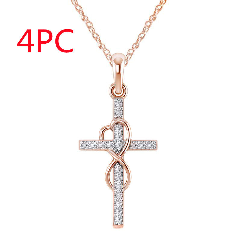 Load image into Gallery viewer, Alloy Pendant With Diamond And Eight-character Cross Necklace
