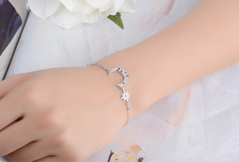 Load image into Gallery viewer, Ai Feier Bracelet Japanese and Korean Style Fashion Simple Star Moon Bracelet Cute Sweet Zircon Bracelet Wholesale
