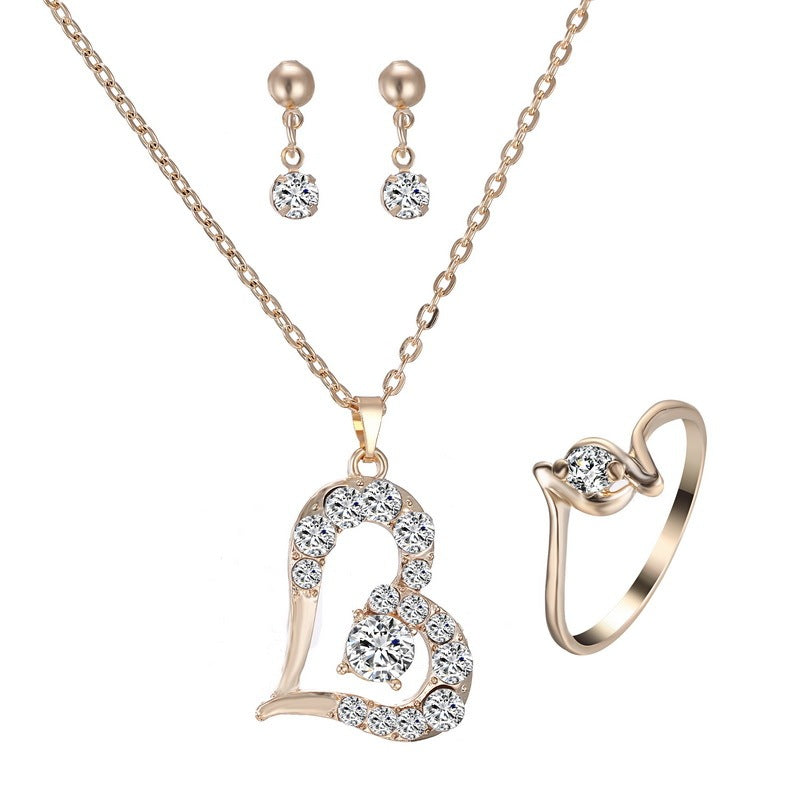 Load image into Gallery viewer, Heart Pendant Jewelry Set Rhinestone Jewellery
