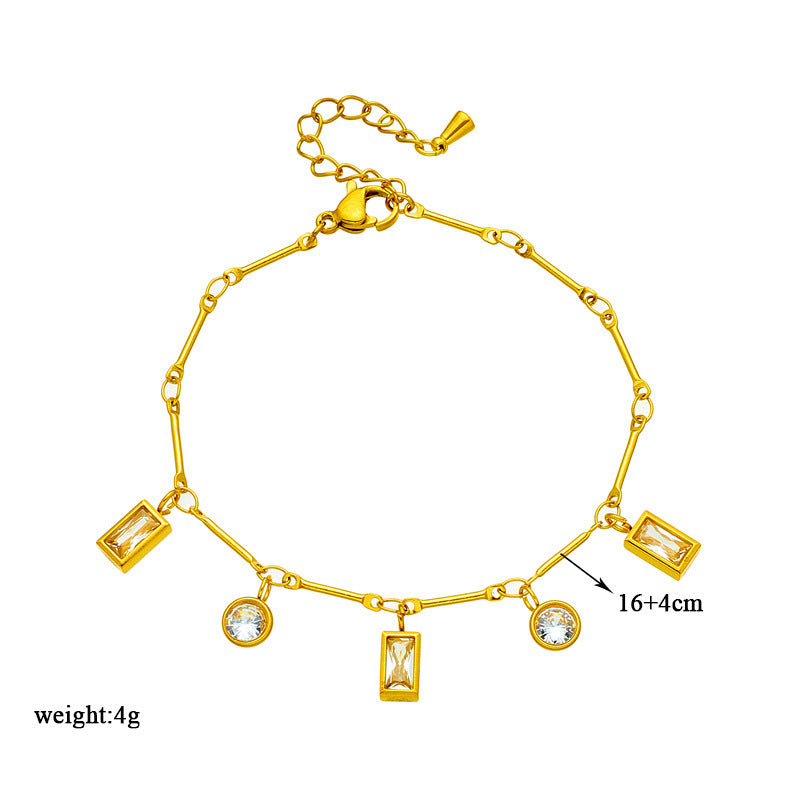 Load image into Gallery viewer, Round Square Rhinestone-encrusted Chain Ornament Bracelet
