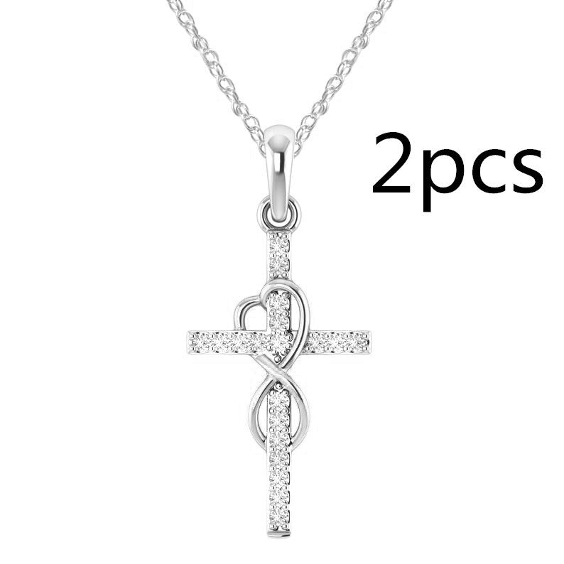 Load image into Gallery viewer, Alloy Pendant With Diamond And Eight-character Cross Necklace
