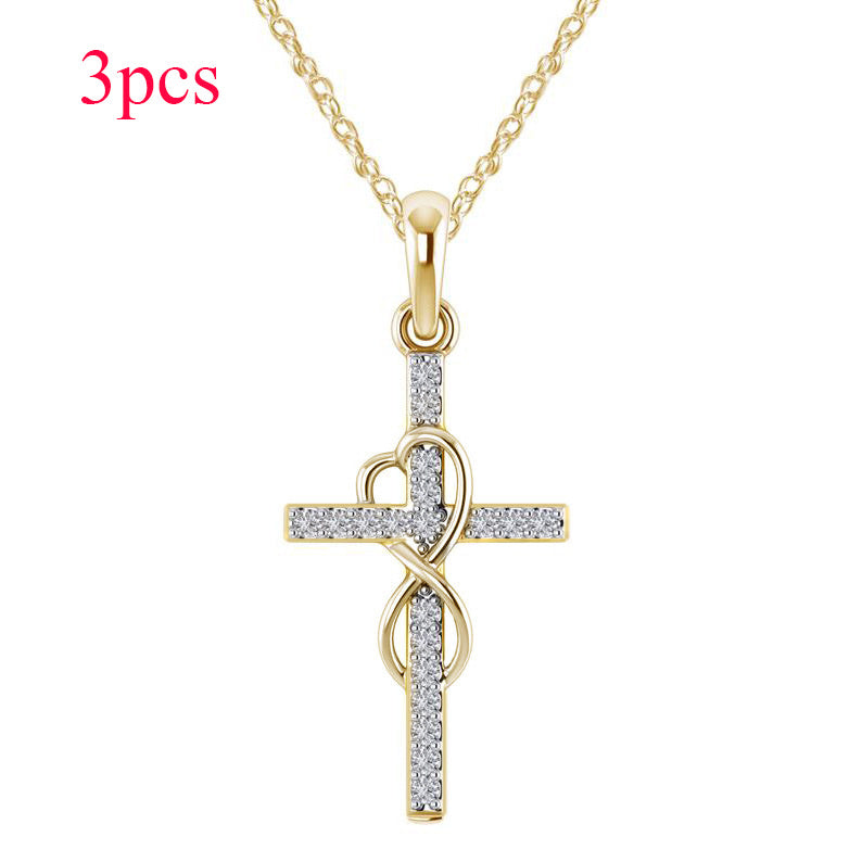 Load image into Gallery viewer, Alloy Pendant With Diamond And Eight-character Cross Necklace
