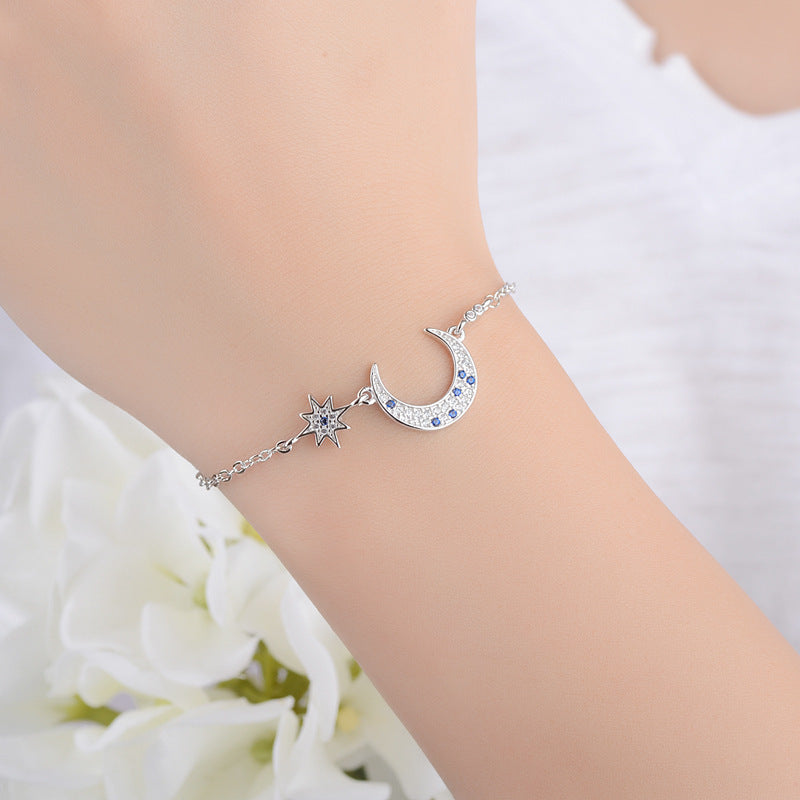 Load image into Gallery viewer, Ai Feier Bracelet Japanese and Korean Style Fashion Simple Star Moon Bracelet Cute Sweet Zircon Bracelet Wholesale
