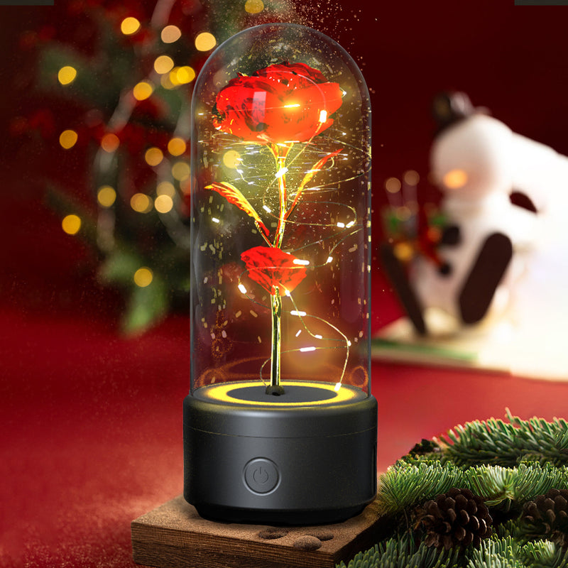 Load image into Gallery viewer, Creative 2 In 1 Rose Flowers LED Light And Bluetooth-compatible Speaker Valentine&#39;s Day Gift Rose Luminous Night Light Ornament In Glass Cover
