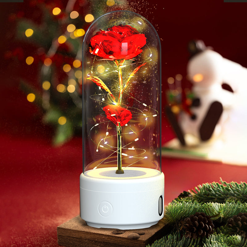 Load image into Gallery viewer, Creative 2 In 1 Rose Flowers LED Light And Bluetooth-compatible Speaker Valentine&#39;s Day Gift Rose Luminous Night Light Ornament In Glass Cover
