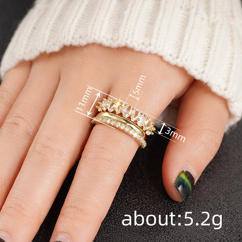 Load image into Gallery viewer, Zircon Ring Three-piece Wedding Banquet
