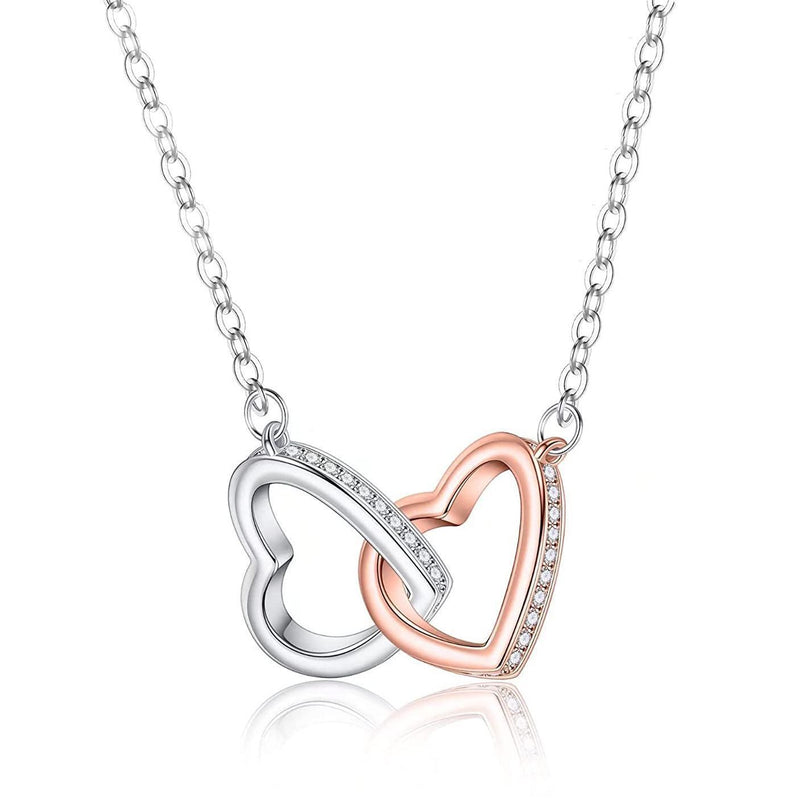 Load image into Gallery viewer, Peach Heart Pendant Clavicle Chain Double Love Necklace Love Heart-to-heart
