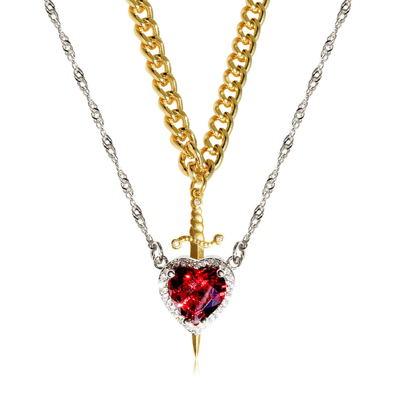 Load image into Gallery viewer, T Heart And Sword Necklace Two-piece Set
