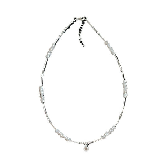 Women's Irregular Pearl Zircon Necklace