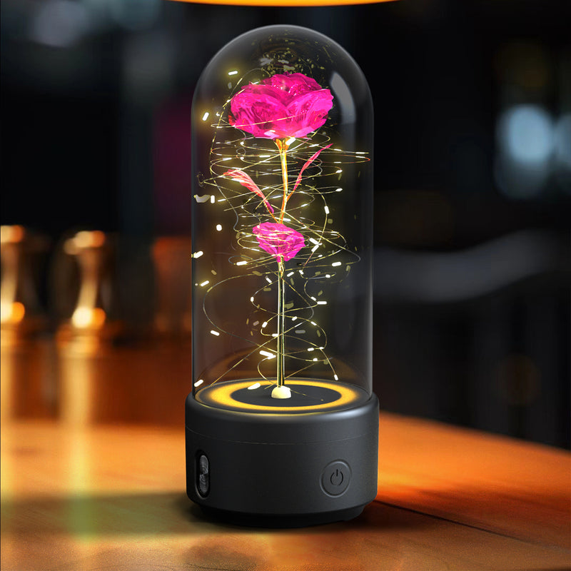 Load image into Gallery viewer, Creative 2 In 1 Rose Flowers LED Light And Bluetooth-compatible Speaker Valentine&#39;s Day Gift Rose Luminous Night Light Ornament In Glass Cover
