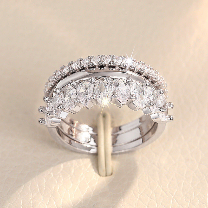 Load image into Gallery viewer, Zircon Ring Three-piece Wedding Banquet
