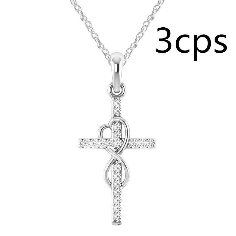 Load image into Gallery viewer, Alloy Pendant With Diamond And Eight-character Cross Necklace
