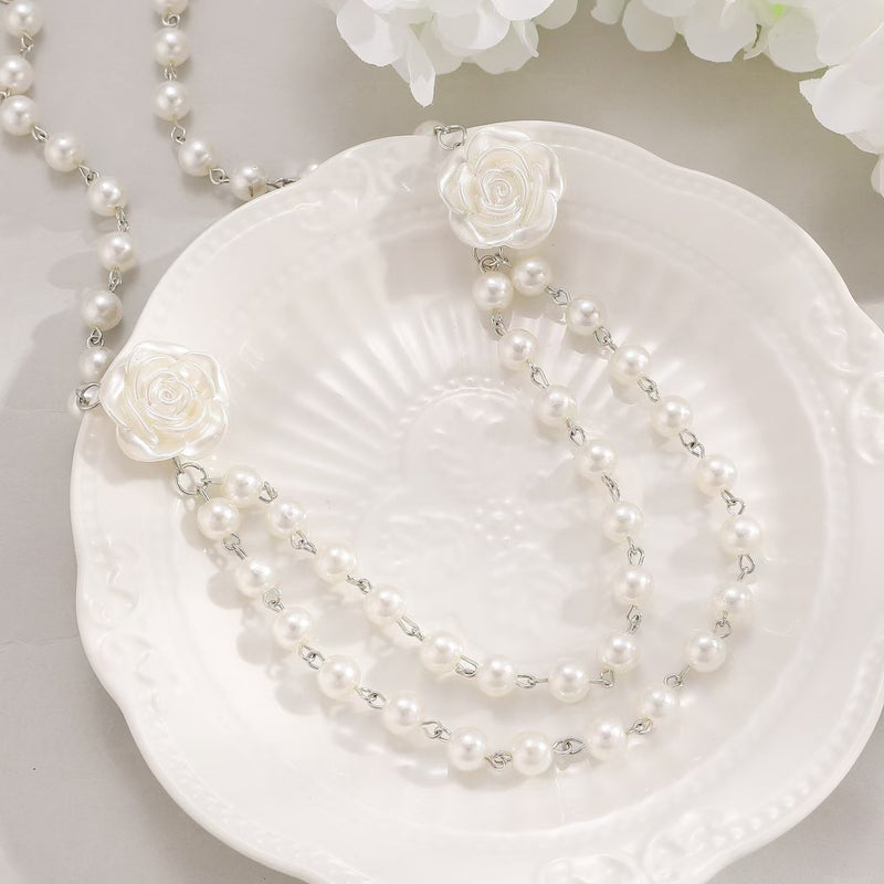 Load image into Gallery viewer, Fairy Style Elegant French Pearl Camellia Double-layer Necklace
