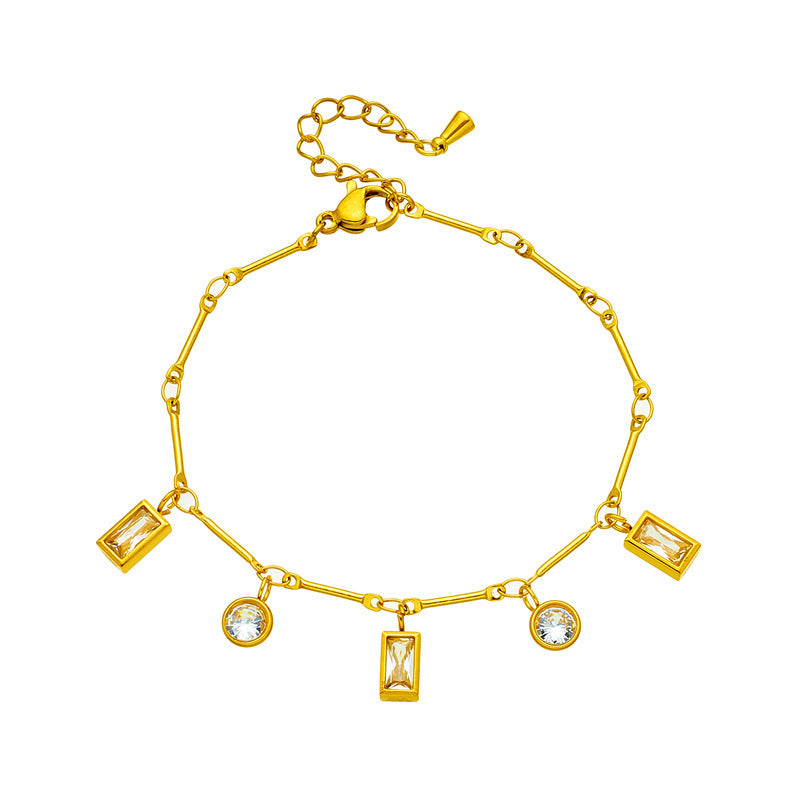 Load image into Gallery viewer, Round Square Rhinestone-encrusted Chain Ornament Bracelet
