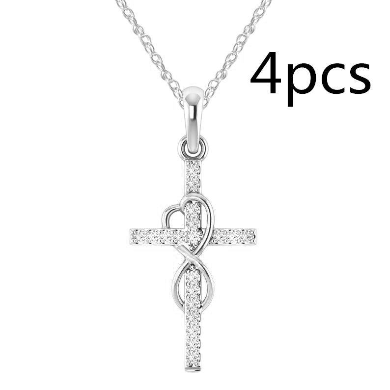 Load image into Gallery viewer, Alloy Pendant With Diamond And Eight-character Cross Necklace
