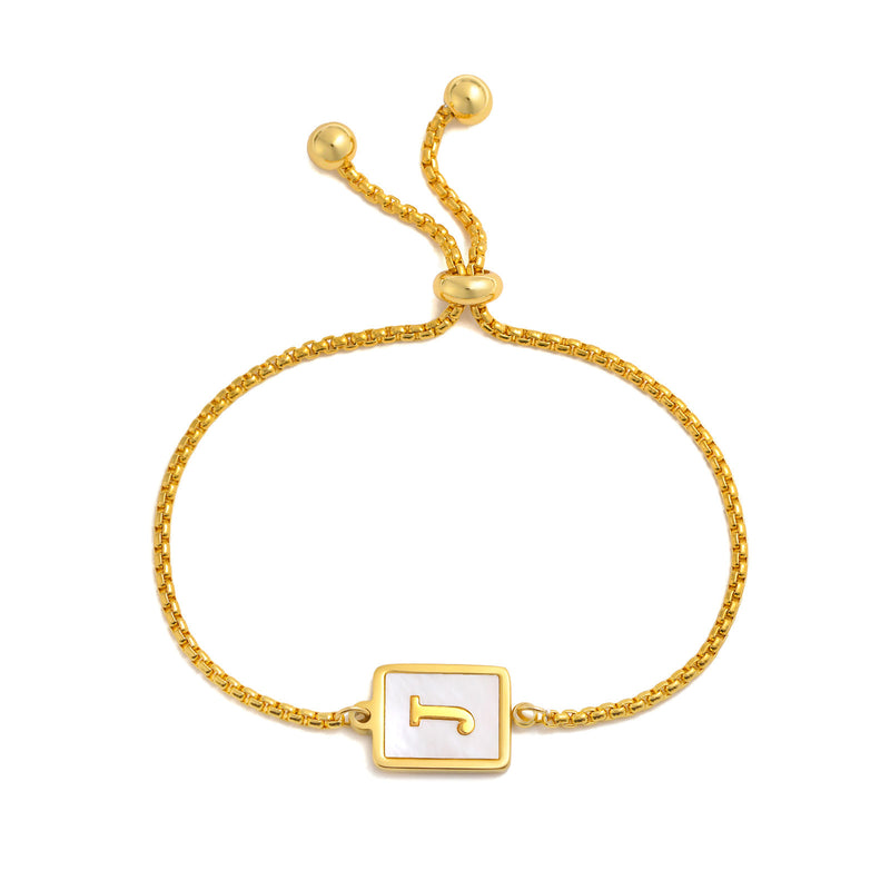 Load image into Gallery viewer, Stainless Steel English Letter Square Gold Bracelet Adjustable
