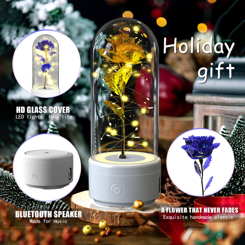 Load image into Gallery viewer, Creative 2 In 1 Rose Flowers LED Light And Bluetooth-compatible Speaker Valentine&#39;s Day Gift Rose Luminous Night Light Ornament In Glass Cover
