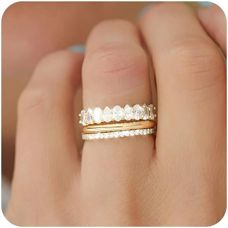 Load image into Gallery viewer, Zircon Ring Three-piece Wedding Banquet
