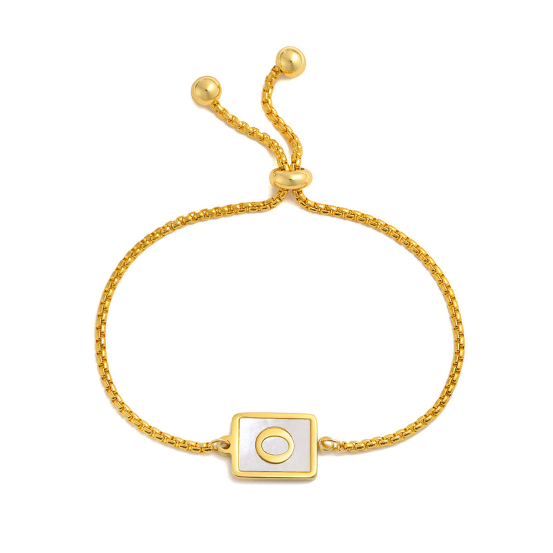 Load image into Gallery viewer, Stainless Steel English Letter Square Gold Bracelet Adjustable
