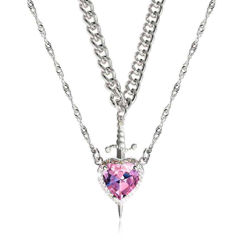 Load image into Gallery viewer, T Heart And Sword Necklace Two-piece Set
